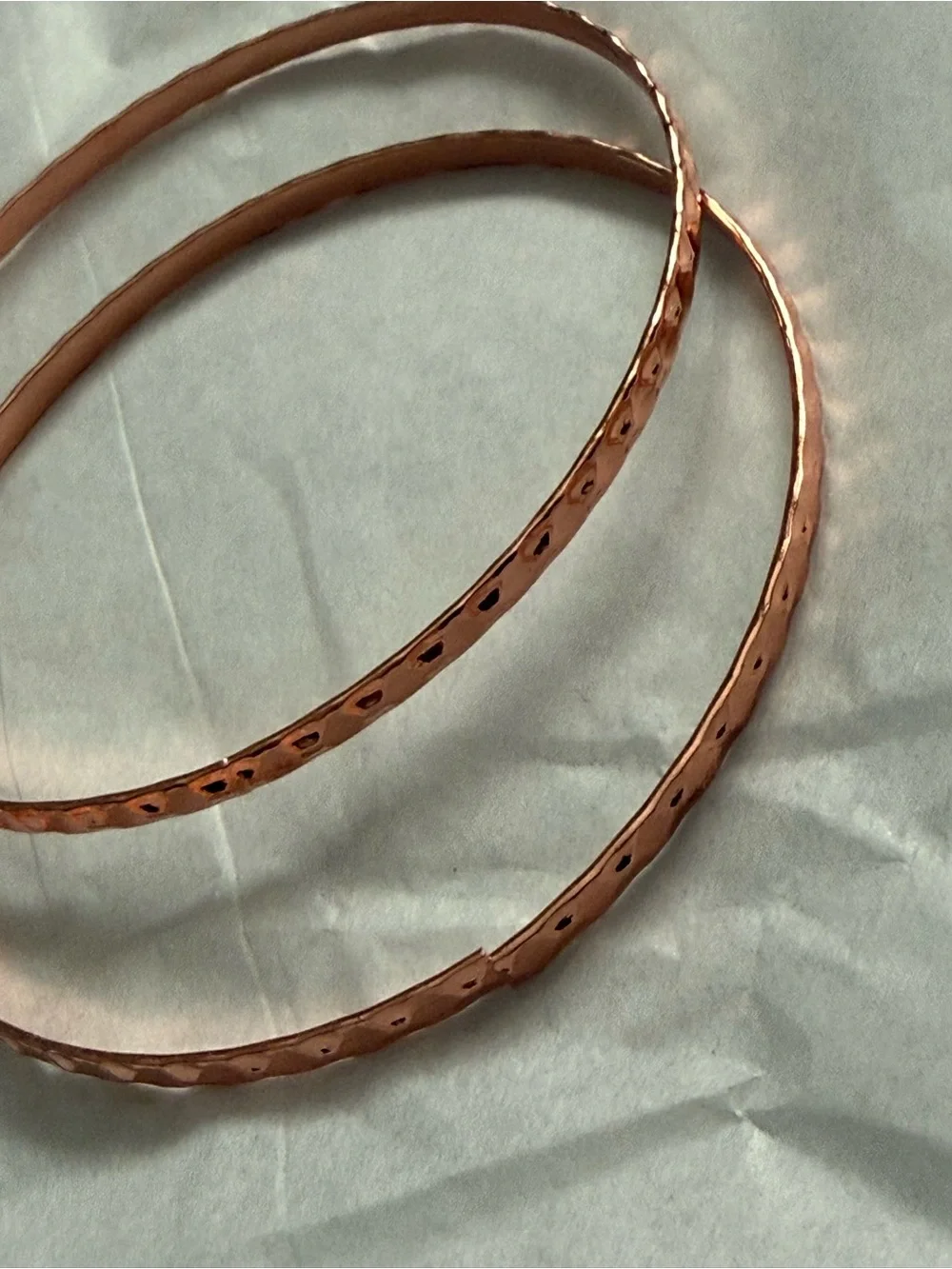 Rose Gold Hammered Bangle Bracelet Set - Women Jewelry